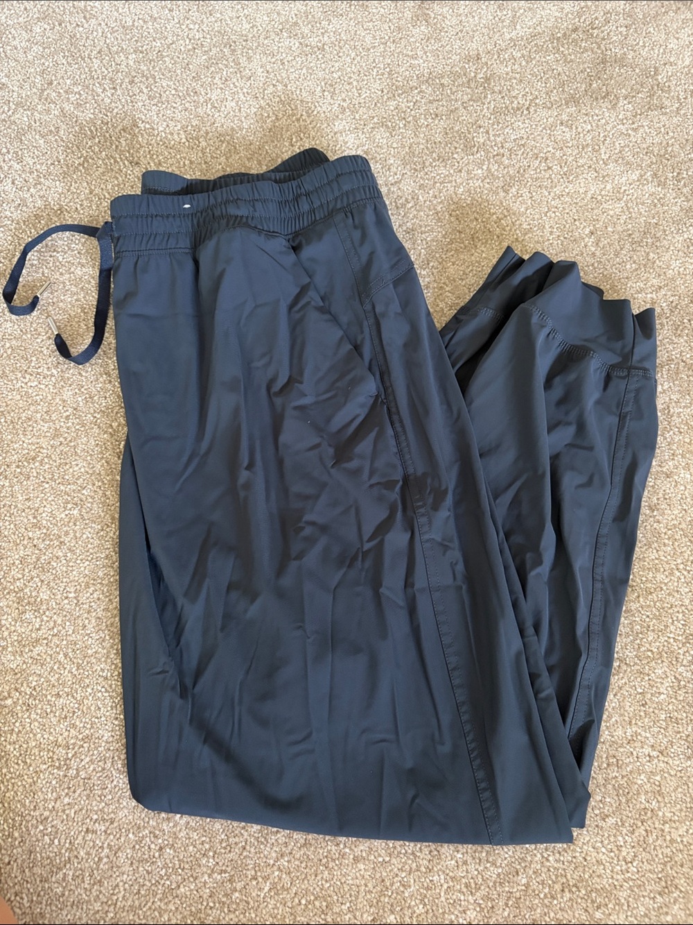 Women's Black Drawstring Track Pants - Lightweight Joggers